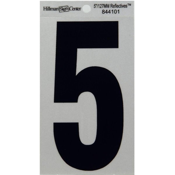 Hillman 5 in. Black & Silver Reflective Mylar Square Cut Self Adhesive Number 5 844101